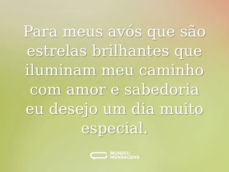 Para meus avós que são estrelas brilhantes que iluminam meu caminho com amor e sabedoria eu desejo um dia muito especial.