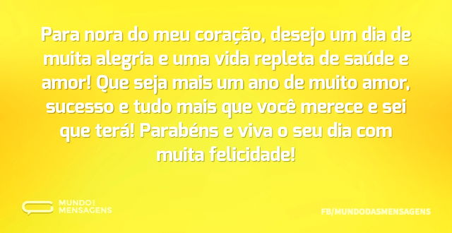 Viva a felicidade do seu aniversário, nora