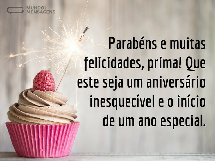 Parabéns e muitas felicidades, prima - Mundo das Mensagens