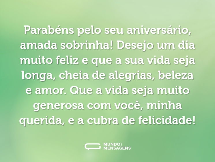 MENSAGEM DE ANIVERSÁRIO PARA SOBRINHA - Mensagem de Aniversários  Mensagem  de aniversário, Feliz aniversário, Aniversário para sobrinha