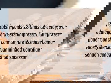Parabéns pelo seu percurso de 20 anos nesta empresa