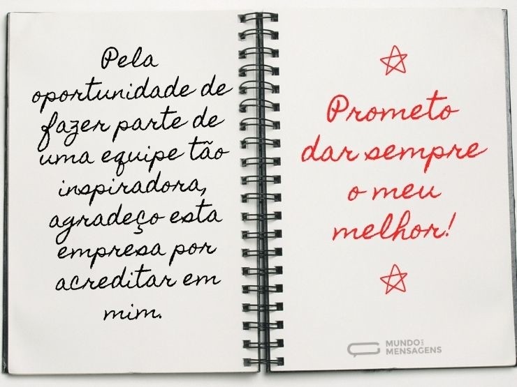 Agradecimento pela oportunidade e confiança - Mundo das Mensagens