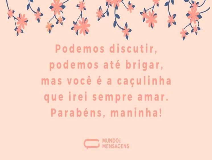 Parabéns de irmã mais velha para irmã caçula 