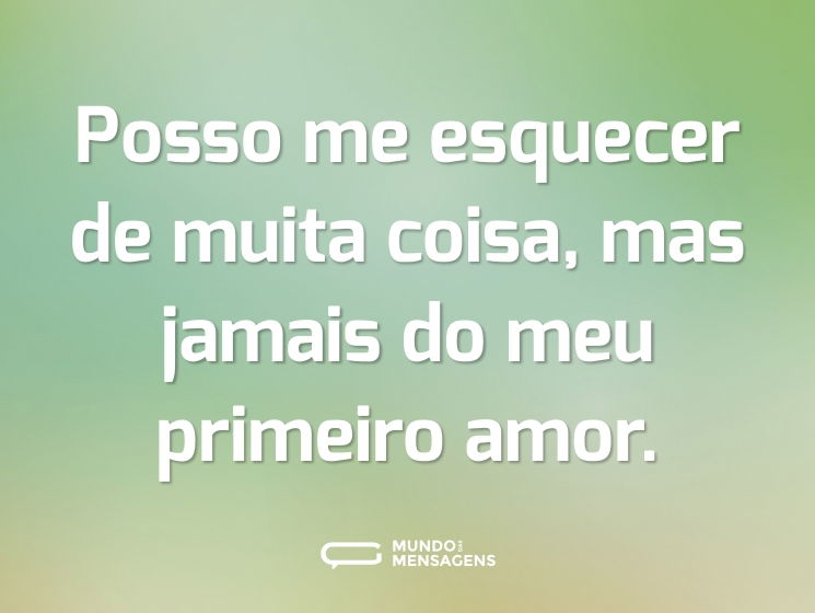 Posso me esquecer de muita coisa, mas jamais do meu primeiro amor.