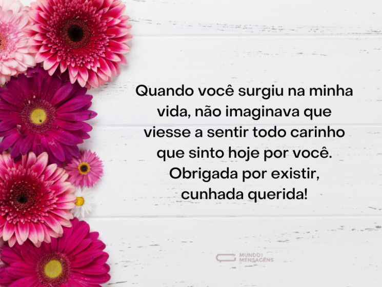 Você é muito importante para mim, cunhada querida