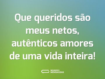 Que queridos são meus netos, autênticos amores de uma vida inteira!