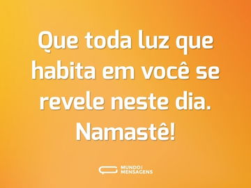 Que toda luz que habita em você se revele neste dia. Namastê!