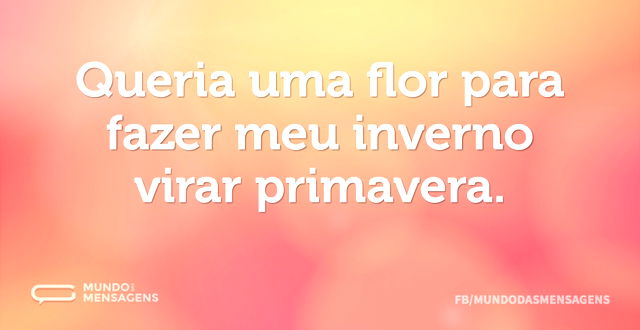 Queria uma flor para fazer meu inverno v...