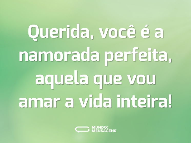 Querida, você é a namorada perfeita, aquela que vou amar a vida inteira!