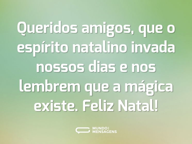 Queridos amigos, que o espírito natalino invada nossos dias e nos lembrem que a mágica existe. Feliz Natal!