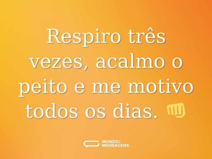 Respiro três vezes, acalmo o peito e me motivo todos os dias. 👊