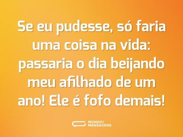 Se eu pudesse, só faria uma coisa na vida: passaria o dia beijando meu afilhado de um ano! Ele é fofo demais!