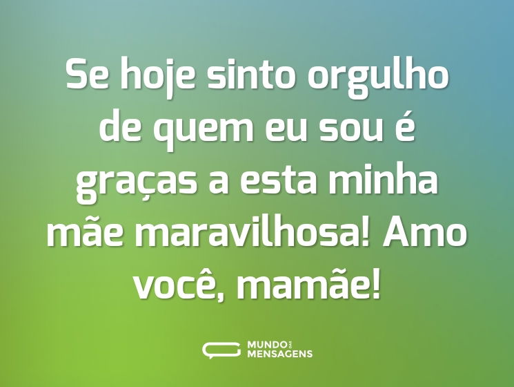 Se hoje sinto orgulho de quem eu sou é graças a esta minha mãe maravilhosa! Amo você, mamãe!