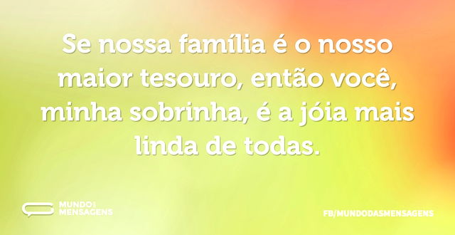 Se nossa família é o nosso maior tesouro...