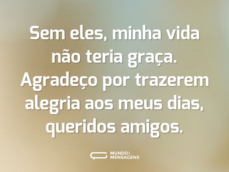 Sem eles, minha vida não teria graça. Agradeço por trazerem alegria aos meus dias, queridos amigos.