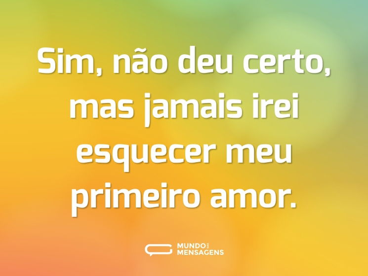 Sim, não deu certo, mas jamais irei esquecer meu primeiro amor.