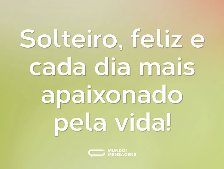 Solteiro, feliz e cada dia mais apaixonado pela vida!