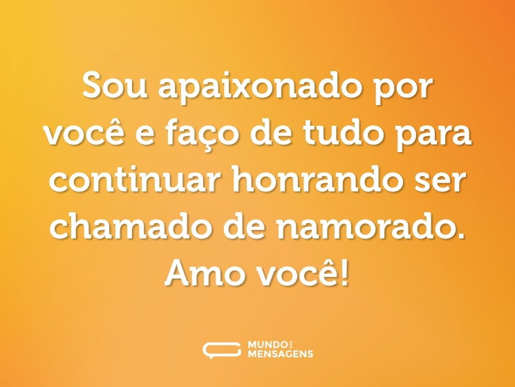 Sou apaixonado por você e faço de tudo para continuar honrando ser chamado de namorado. Amo você!