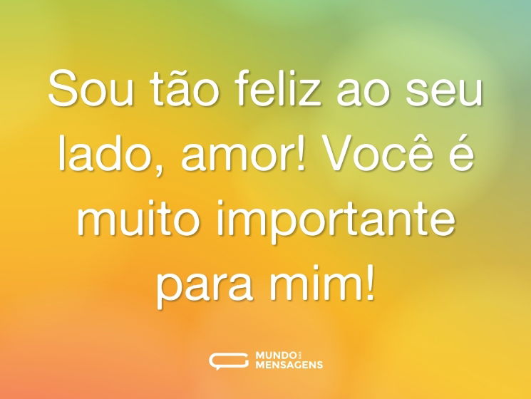 Sou tão feliz ao seu lado, amor! Você é muito importante para mim!