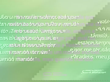 Esposa parabeniza marido