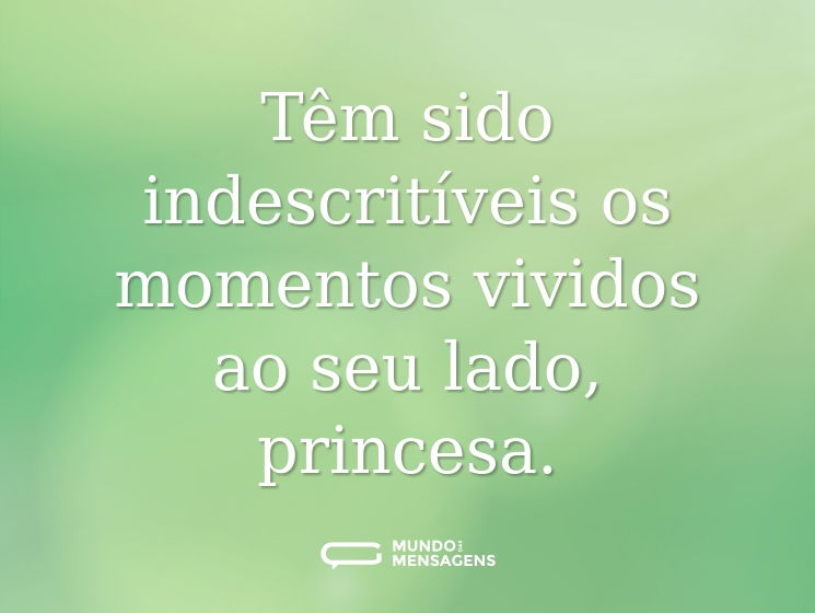 Têm sido indescritíveis os momentos vividos ao seu lado, princesa.