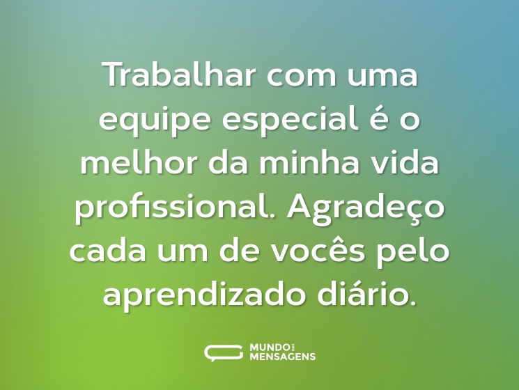 Trabalhar com uma equipe especial é o melhor da minha vida profissional. Agradeço cada um de vocês pelo aprendizado diário.