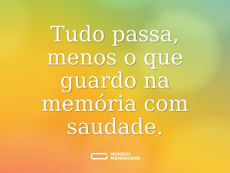 Tudo passa, menos o que guardo na memória com saudade.