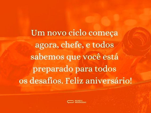 Chefe, agora começa um novo ciclo