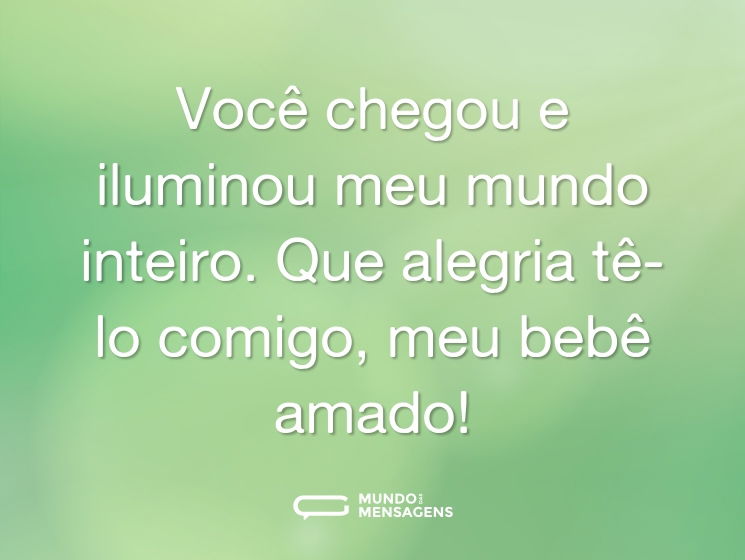 Você chegou e iluminou meu mundo inteiro. Que alegria tê-lo comigo, meu bebê amado!