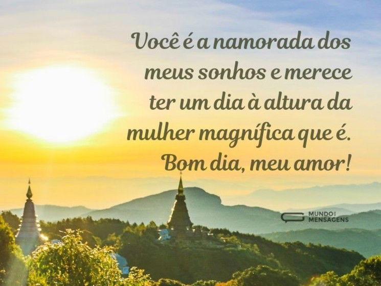 Você é a namorada dos meus sonhos e merece ter um dia à altura da mulher magnífica que é. Bom dia, meu amor!