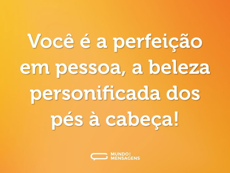 Você é a perfeição em pessoa, a beleza personificada dos pés à cabeça!