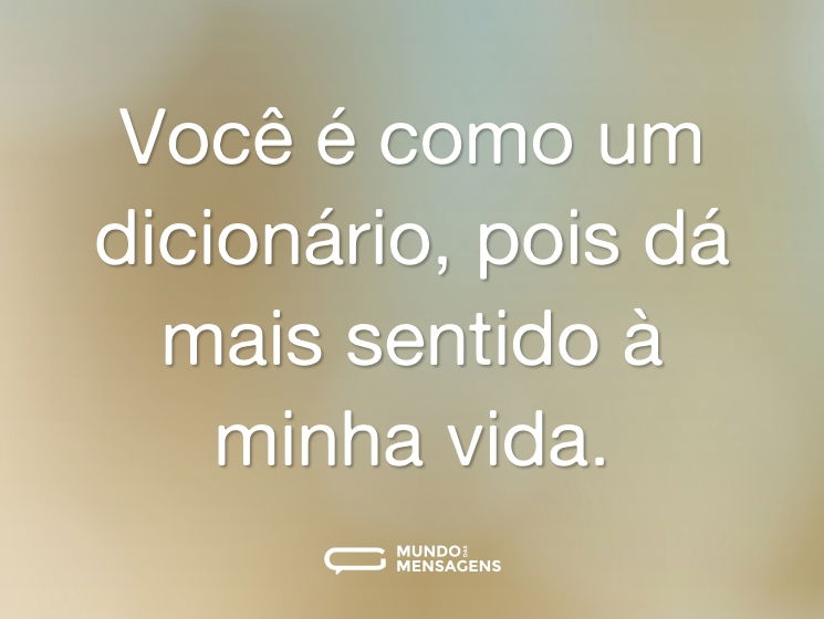 Você é como um dicionário, pois dá mais sentido à minha vida.