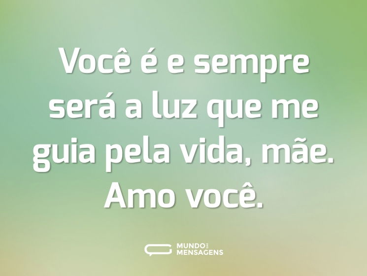 Você é e sempre será a luz que me guia pela vida, mãe. Amo você.