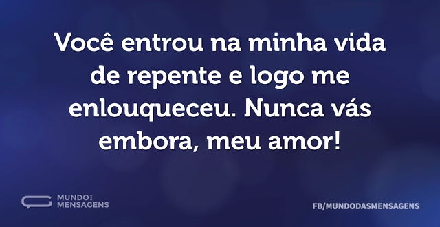 Você entrou na minha vida de repente e l...