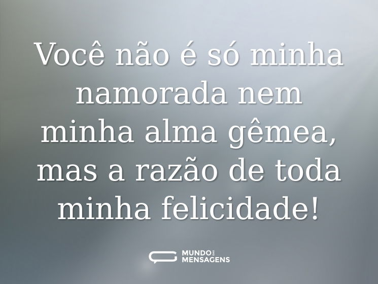 Você não é só minha namorada nem minha alma gêmea, mas a razão de toda minha felicidade!
