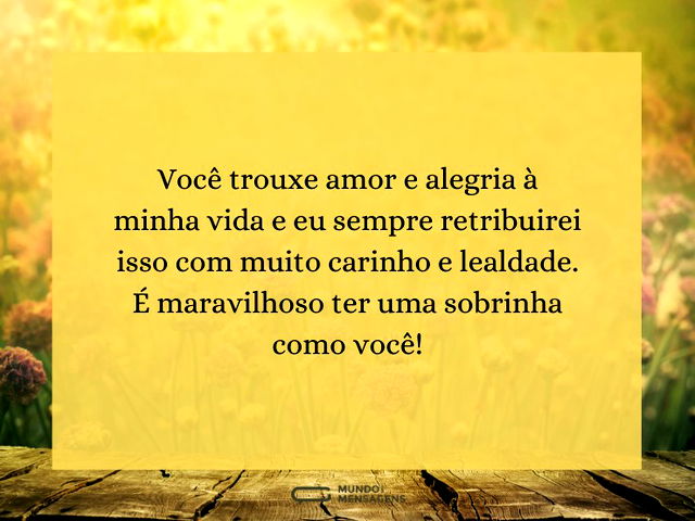 O amor recíproco que nos une, sobrinha